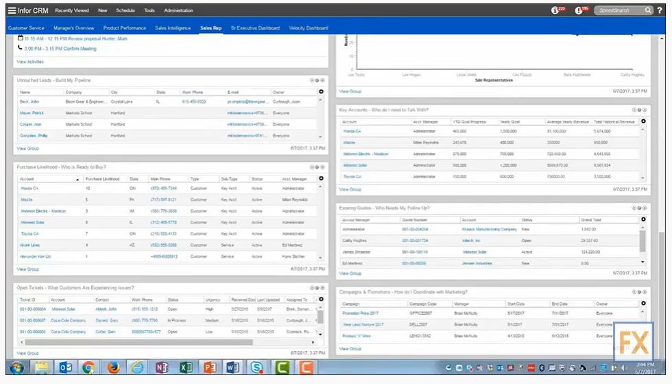 screenshot of Infor CRM
